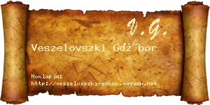 Veszelovszki Gábor névjegykártya