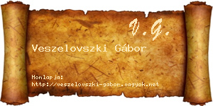 Veszelovszki Gábor névjegykártya